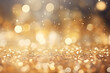 Gold funkelnde Lichter Festlicher Hintergrund mit Textur. Abstrakt Weihnachten glitzernde helle Bokeh unscharf und fallende Sterne. Winter-Karte oder Einladung