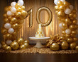 10th Anniversary: Elegant Illustration Featuring Golden Balloons and Number 10