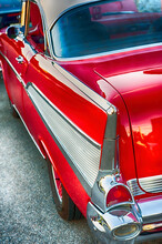 Rear View Of Tailfin On Classic 50s Car.