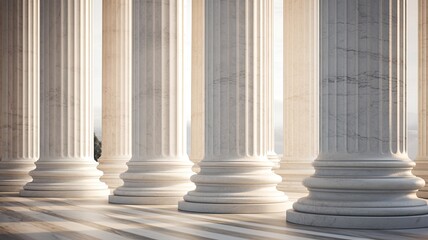 marble columns in soft, natural lighting, with the play of shadows and highlights on their surfaces. the classical charm of these architectural elements.