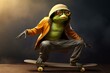 frog on skateboard. Generative AI