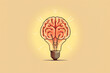 © ADDICTIVE STOCK - Creative generative AI illustration of brain inside of light bulb with concept of idea or brainstorm against beige background