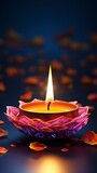 Fototapeta Las - Happy Diwali - festival of lights colorful banner template design with decorative diya lamp, generative ai