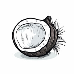 Coconut in cartoon, doodle style. 2d vector illustration in logo, icon style. AI Generative