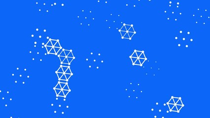 Poster - Blue splash screen, background or preview made of lines and dots in the form of hexagons.
