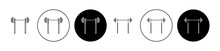 Fitness Gym With Barbell Icon Set In Black Filled And Outlined Style.