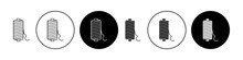 Spool Of Thread Icon Set. Tailor Cotton Sewing Cone And Needle Vector Symbol. Nylon Wire Yarn Reel Vector Sign In Black Filled And Outlined Style For Ui Designs.