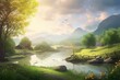 A beautiful and tranquil scene of a serene and enchanting landscape. Generative AI