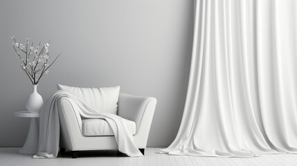 Poster - white interior design with a sofa