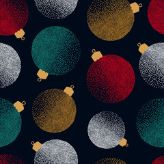 christmas balls seamless pattern. holiday background, wrapping paper or fabric design
