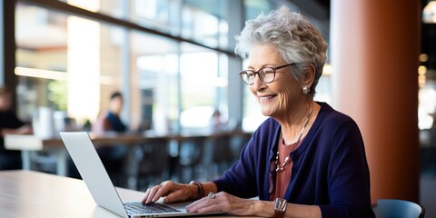 Retiree learning to code, concept of Older adults