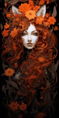 Wall Mural - A painting of a woman with long red hair