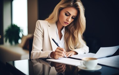 A beautiful woman entrepreneur writing notes