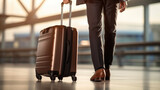 Fototapeta  - Businessman with luggage walking on airport.