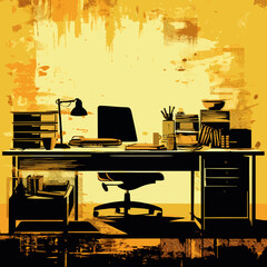 Wall Mural - business office silhouette distressed. Created using Generative AI Technology