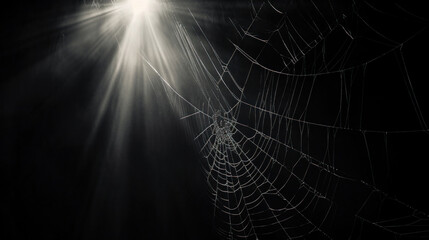 Wall Mural - Spider webs on a black background