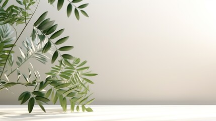 Canvas Print - Blurred shadow from leaves plants on the white wall. Minimal abstract background