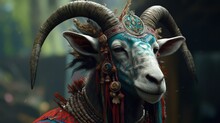 Aztec Goat Realistic Graphics.Generative AI