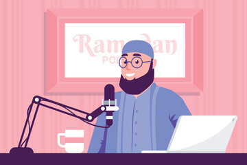 Ramadan podcast radio concept illustration