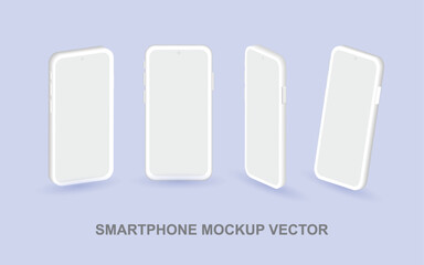 Poster - smartphone mock up in different angles isolated vector. 3d perspective view mobile phone mockup with