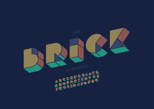 Vector of stylized modern font and alphabet