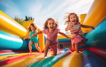 Kids On The Inflatable Bounce House