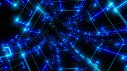 Wall Mural - Loop Motion into digital technologic tunnels. 3D animation