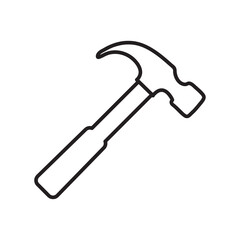 Poster - Hammer, tool icon.liner flat illustration on white background..eps