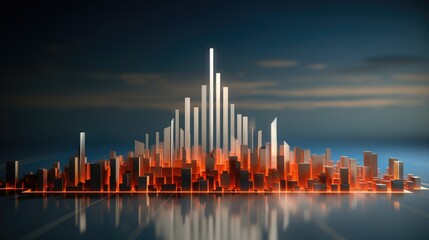 Aufkleber - Business increase arrow graph corporate future growth, Business growth concept in allusive graph chart showing marketing sales profit increasing to future target.