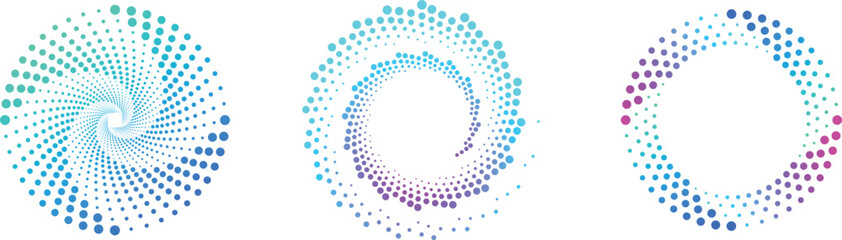 Fototapete - colorful spiral dots graphic elements on white background. geometric vector frames. beautiful swirly