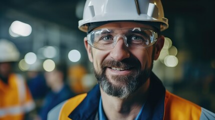 Aufkleber - Mature man in metal fabrication plant.