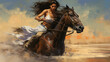 vintage woman riding a horse