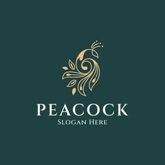 Wall Mural - Peacock Luxury Logo Monoline Concept