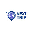 Pinpoint Globe Paper Plane Logo Inspiration for Travel, Trip Icon Logo