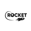 Simple Minimalist Typography Rocket with Explosion Logo Design