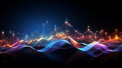 Wall Mural - Wave line technology background.