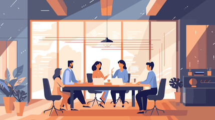 Wall Mural - Concept vector illustration of business meeting.