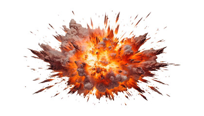 explosion of fire isolated on transparent background cutout