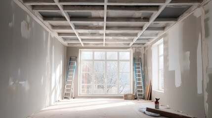 Aufkleber - Home Interior Drywall Construction, Construction place.