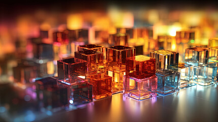 Poster - Abstract background with structure of cubes. Colorful cubes texture for technology backdrop.