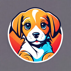 Wall Mural - Cute puppy dog, logo design. Generative AI