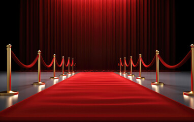 Wall Mural - Long red carpet between rope barriers