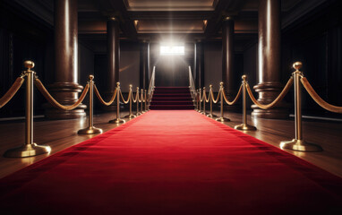 Wall Mural - Long red carpet between rope barriers