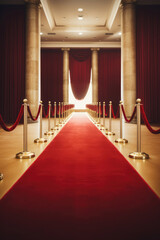 Wall Mural - Long red carpet between rope barriers