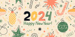 Happy 2024 new year greeting banner in minimal style