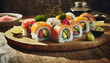 delicious sushi and traditional japanese cuisine