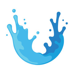 Wall Mural - Blue Water Splash as Aqua Motion with Drops Vector Illustration