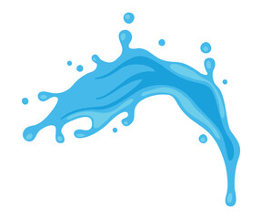 Blue Water Splash as Aqua Motion with Drops Vector Illustration