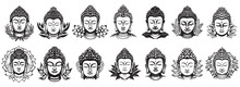 Buddha Black And White Vector, Silhouette Shapes Illustration