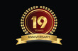 19 years anniversary vector icon, logo. Design element with modern graphic style.